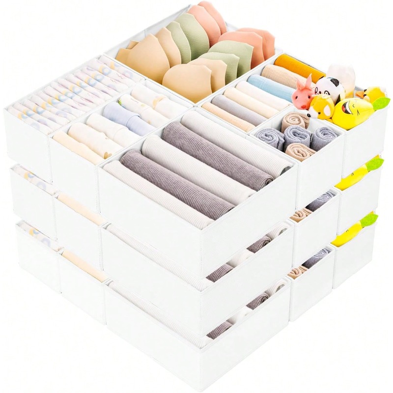 Baby Clothing Storage - กล่องจัดระเบียบเสื้อผ้า 15 ชิ้น - กล่องจัดระเบียบและเก็บของเด็กแบบพับได้ และกล่องจัดระเบียบตู้เสื้อผ้าสำหรับห้องนอน,