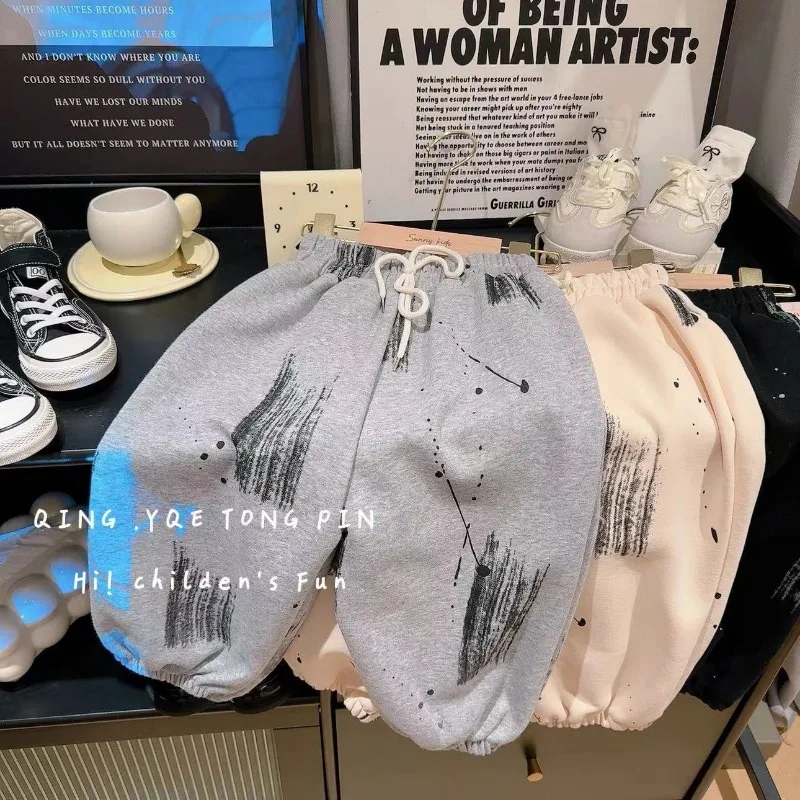 Baby Clothing Drawing - กางเกงเด็กฤดูใบไม้ร่วงสไตล์ใหม่กางเกงลายกราฟฟิตี้สำหรับเด็กทารกเด็กหญิงกางเกงลำลองเวอร์ชั่นเกาหลีเสื้อผ้าเด็กทันสมัย