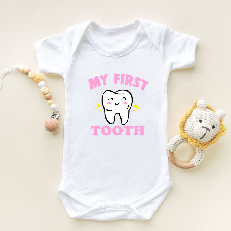 Romper Onesie Baby - I Got My First Tooth พิมพ์แขนสั้นทารก