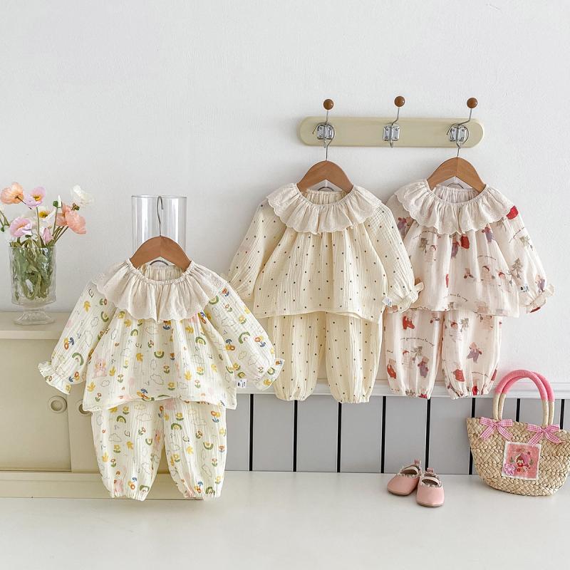 Baby Clothing For Sleep - ฤดูใบไม้ผลิฤดูใบไม้ร่วงเด็กผู้หญิงเสื้อผ้าชุดน่ารักพิมพ์ชุดนอนเด็กใหม่แขนยาวกางเกงจับคู่สบายๆชุดนอนเด็ก