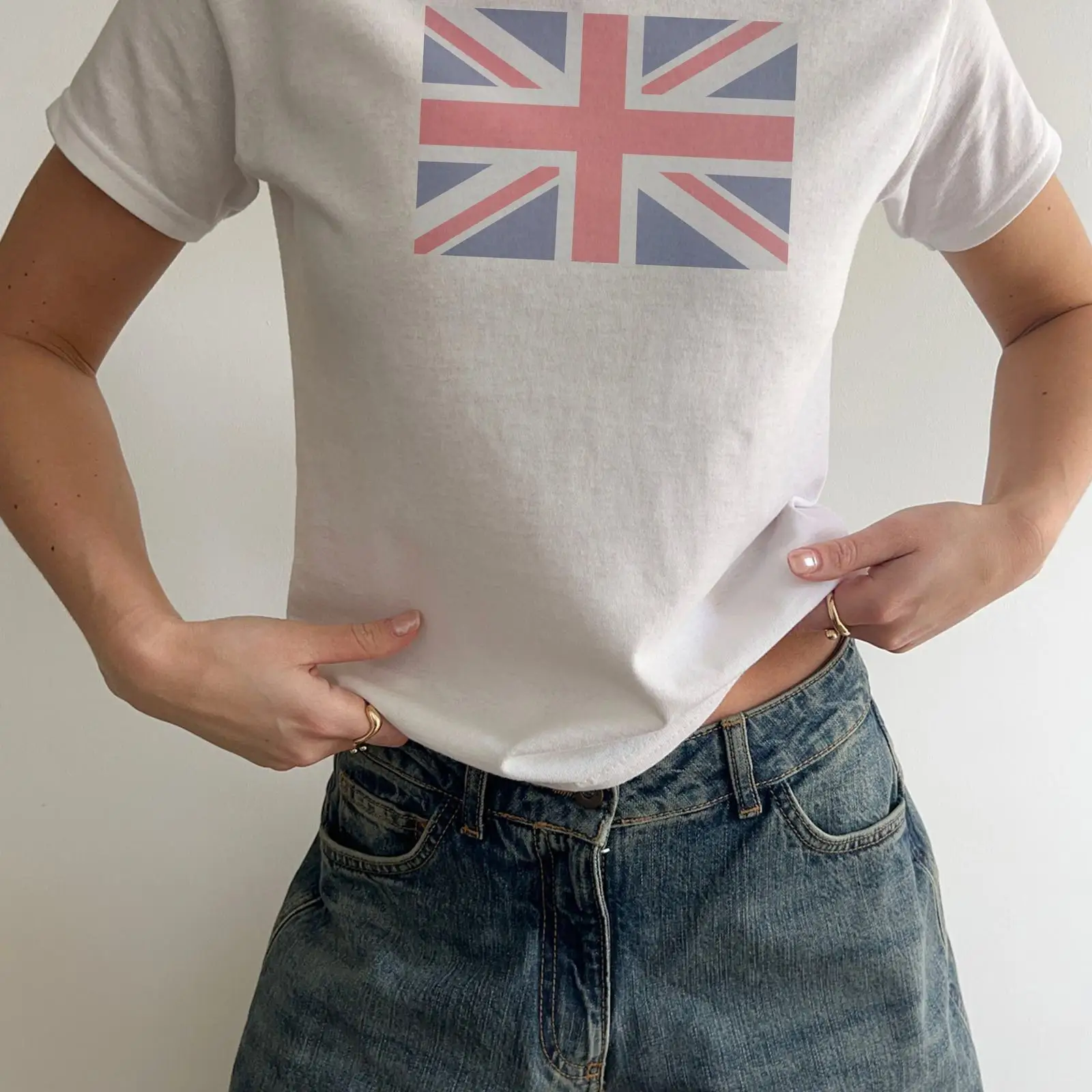 Baby Clothing Country - เสื้อยืดเด็กสไตล์ Y2K ลายธงชาติอังกฤษแบบซีดจาง เสื้อผ้าสไตล์วินเทจ ซักแล้ว นุ่ม