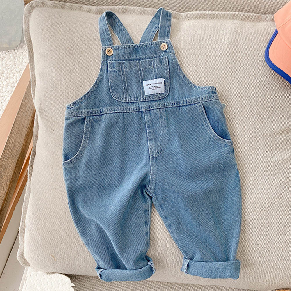 Baby Overall Denim - หญิงJumpsuit Blue Denimผ้าฝ้ายฤดูใบไม้ผลิฤดูใบไม้ร่วงบูติกเด็กเสื้อผ้าเด็กวัยหัดเดินกางเกงยีนส์Overalls