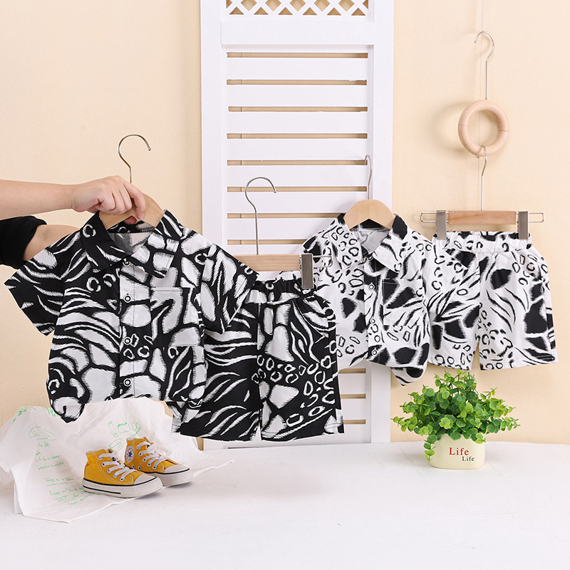 Baby Clothing Drawing - ฤดูร้อนใหม่เด็กทารกเสื้อผ้าเด็กเสื้อเชิ้ตแขนสั้นลำลองกางเกงขาสั้น 2 ชิ้น/เซ็ตเสื้อผ้าเด็กทารกชุดเด็กวัยหัดเดินชุดวอร์ม