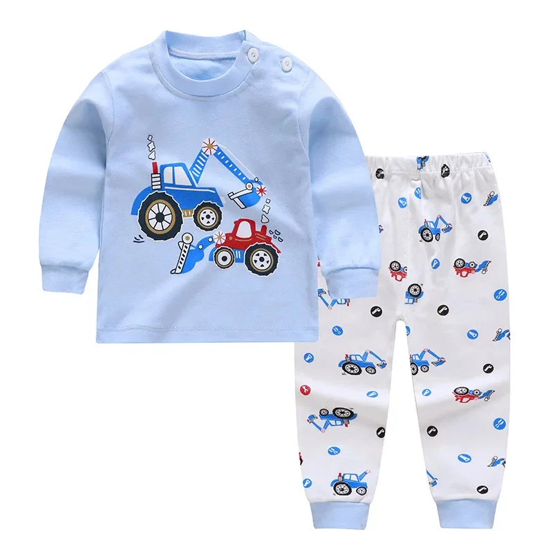 Baby Clothing For Sleep - 2024 เด็กใหม่เด็กชายหญิงชุดนอนชุดการ์ตูนพิมพ์แขนยาวน่ารักเสื้อยืดเสื้อกางเกงเด็กวัยหัดเดินชุดนอนเด็กเสื้อผ้าชุด