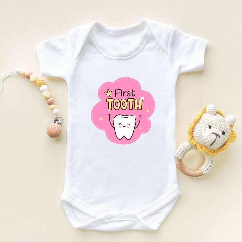 I Got My First Tooth พิมพ์แขนส - Romper Onesie Baby บทวิจารณ์และราคา