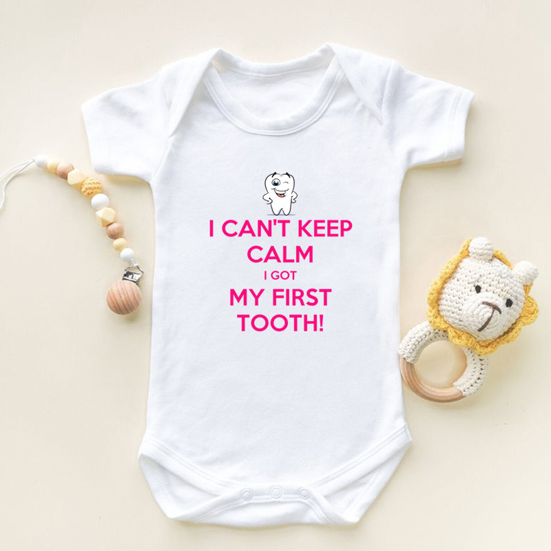 I Got My First Tooth พิมพ์แขนส - Romper Onesie Baby บทวิจารณ์และราคา
