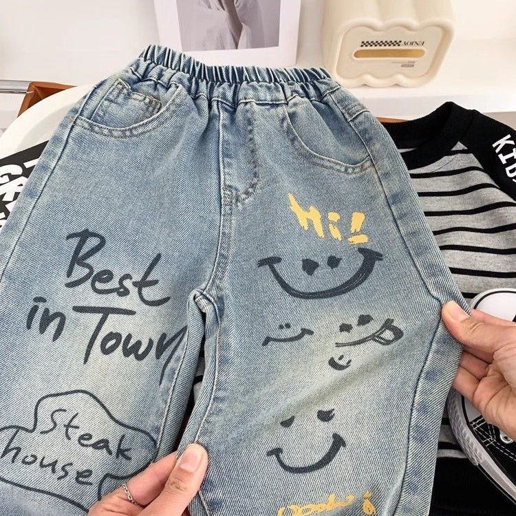 กางเกงยีนส์เดนิมลายกราฟฟิตี้ทร - Baby Clothing Drawing บทวิจารณ์และราคา