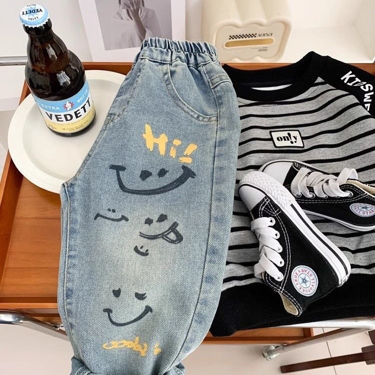 กางเกงยีนส์เดนิมลายกราฟฟิตี้ทร - Baby Clothing Drawing บทวิจารณ์และราคา